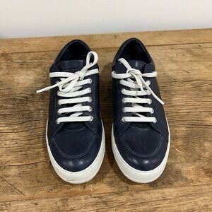 Ferragamo Classic Blue and White Sneakers with Low-Top.